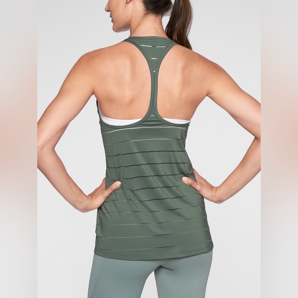 Athleta Stripe Mesh High Neck Chi Tank